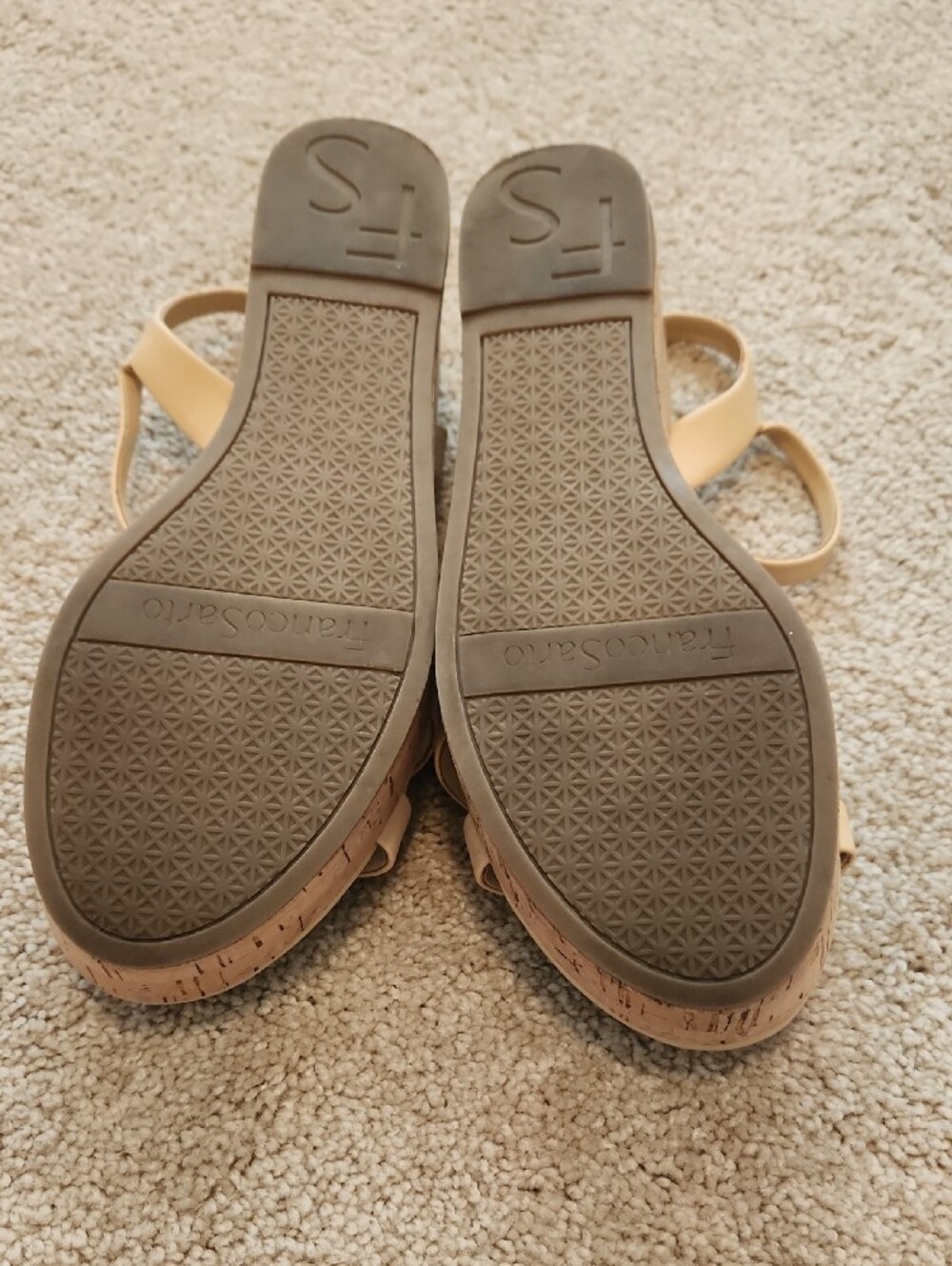 Franco Sarto Beige Crisscross Ankle-Strap Wedge Sandals - Picture 6 of 6